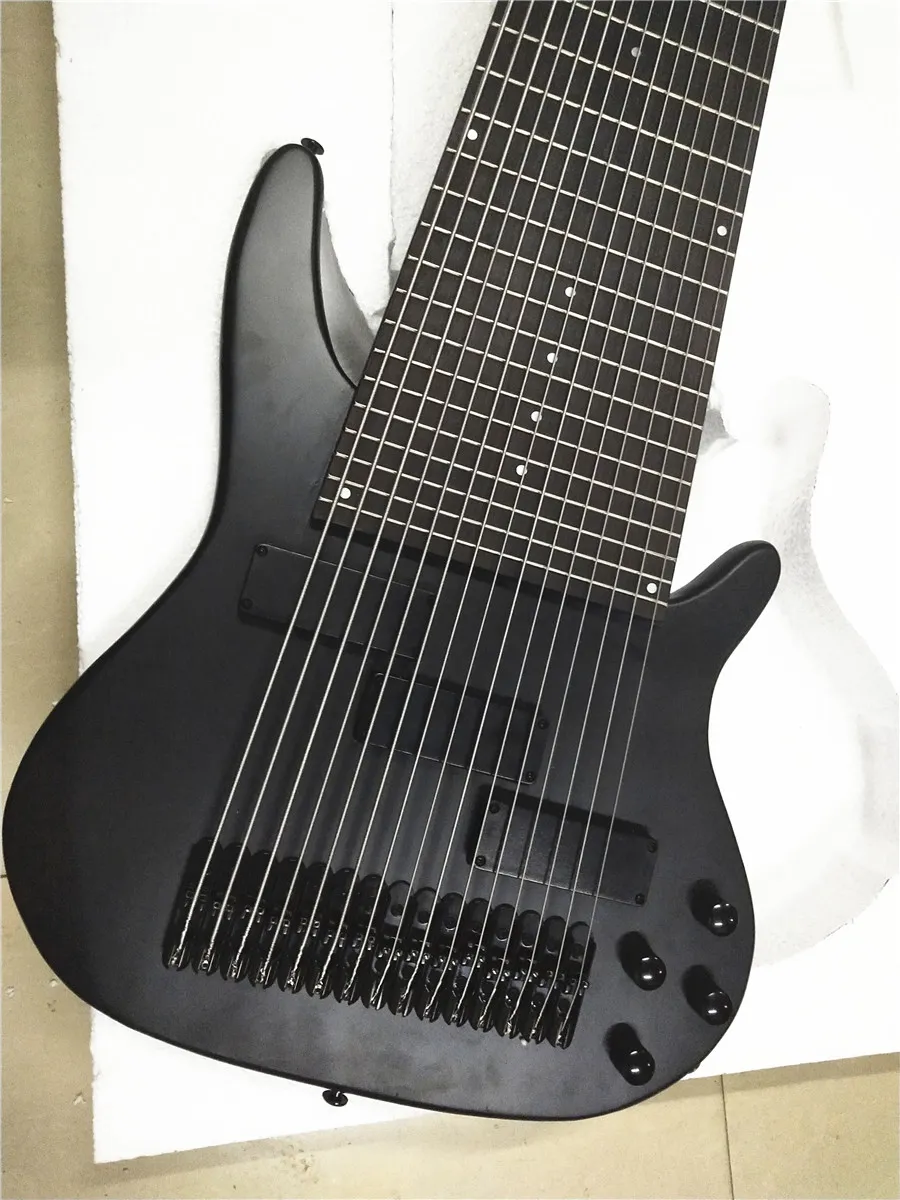オーダーメイドエレキベース Custom Shop 15 String Black Matte Electric Bass Guitar 24 Frets