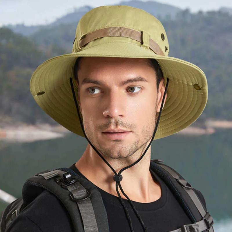 Trendy Mens Wide Brim Bucket Hat With Circular Ribbon And Metal Vent For  Outdoor Activities Breathable, Anti UV, Flat Roof Hiking Sun Hat R230308  From Deutschland, $14.32
