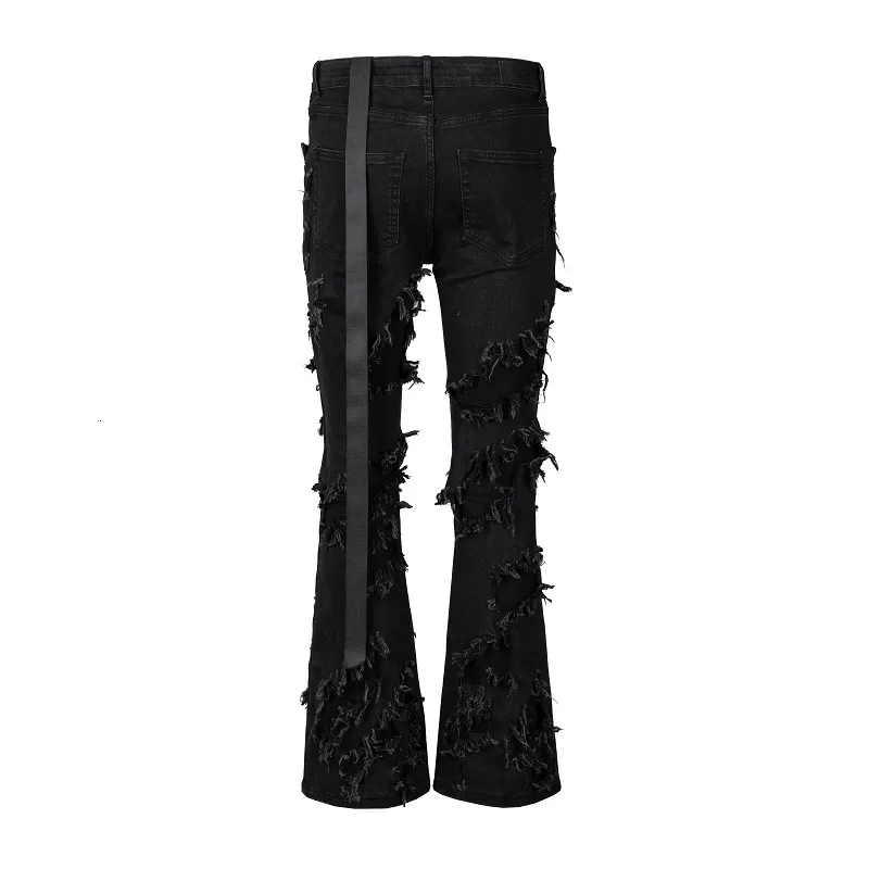 Black Y2K Ripped Gothic Flare Jeans: Stylish Street Wear for