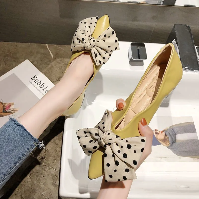 Dress Shoes Women Flats with Big Silk Bow Soft Leather Solid Color Pointy Toe Shoes Small Size 31 32 33 34 Girl's Shoes Summer Autumn 44 45 230309