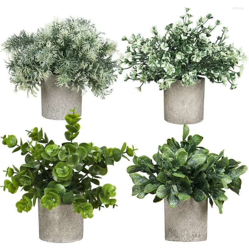 Dekorative Blumen künstliche falsche Topfornamente Kunststoff Moosgrüne Blätter Simulation Bonsai Pflanze für Innenhome Tischdekoration