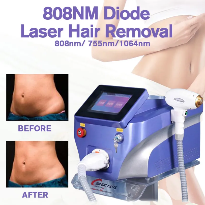 808NM Diode Laser Hårborttagningsmaskin Triple WaveLengths 755 808 1064 Permanent Skin Care Salon Clinic Användning180