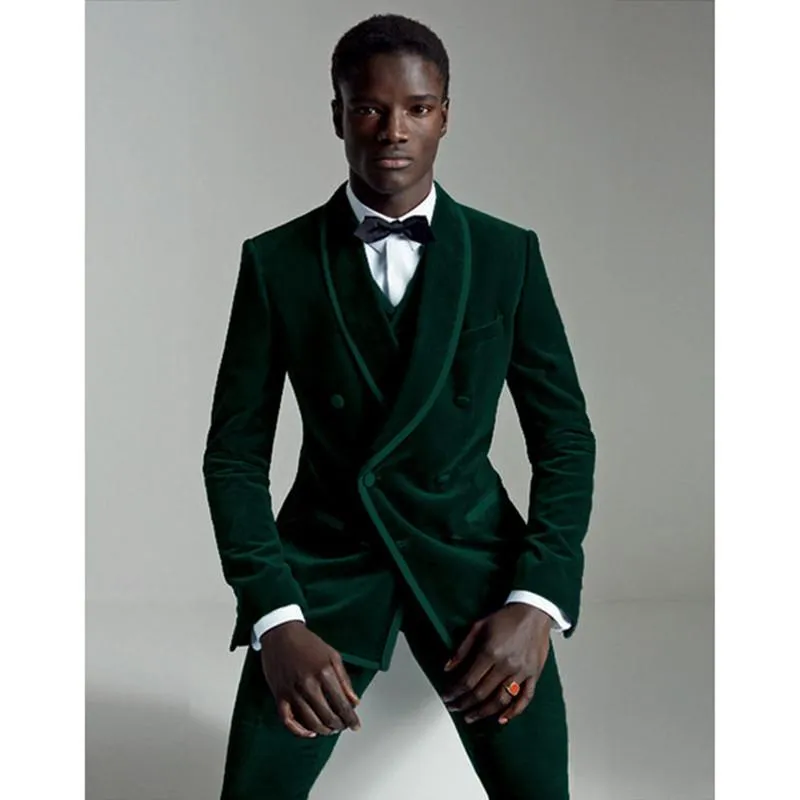 Men's Suits & Blazers Black Burgundy Velour Jacket Vest Set Mens Suit Pants 3 Pieces Slim Fit Velvet Tuxedo Casual Prom Men Costume