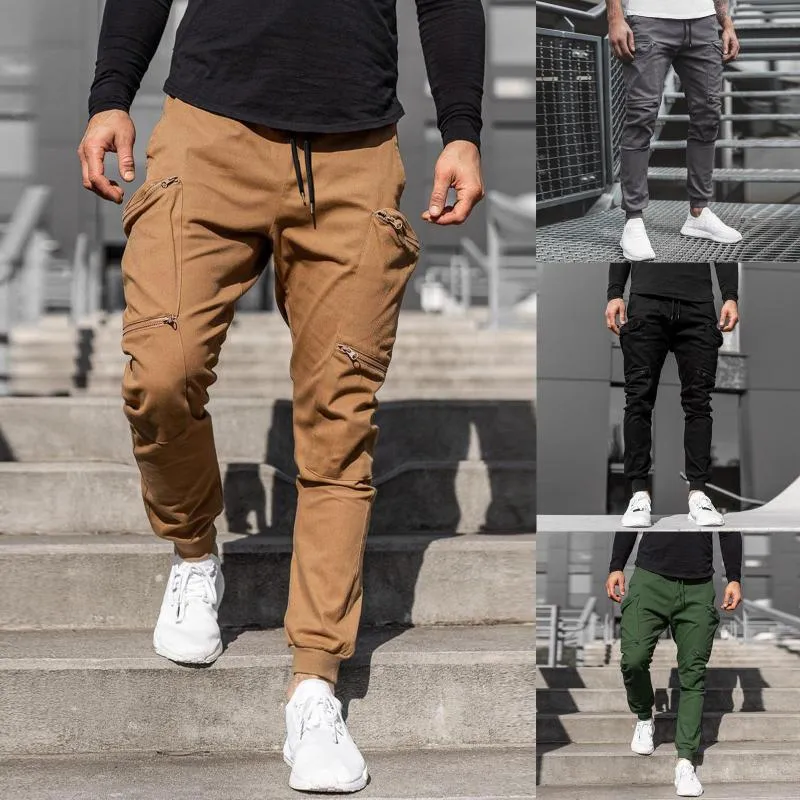 Men's Pants Ropa Hombre Mens Casual Fitness Patchwork Bodybuilding Pocket Skin Full Length Sports Pantalones Pantalon Homme