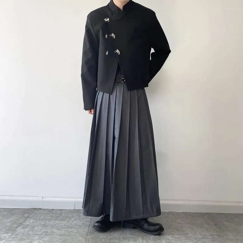 Hip Hop Pleated Skirt With Belt Gothic Vinatge Black