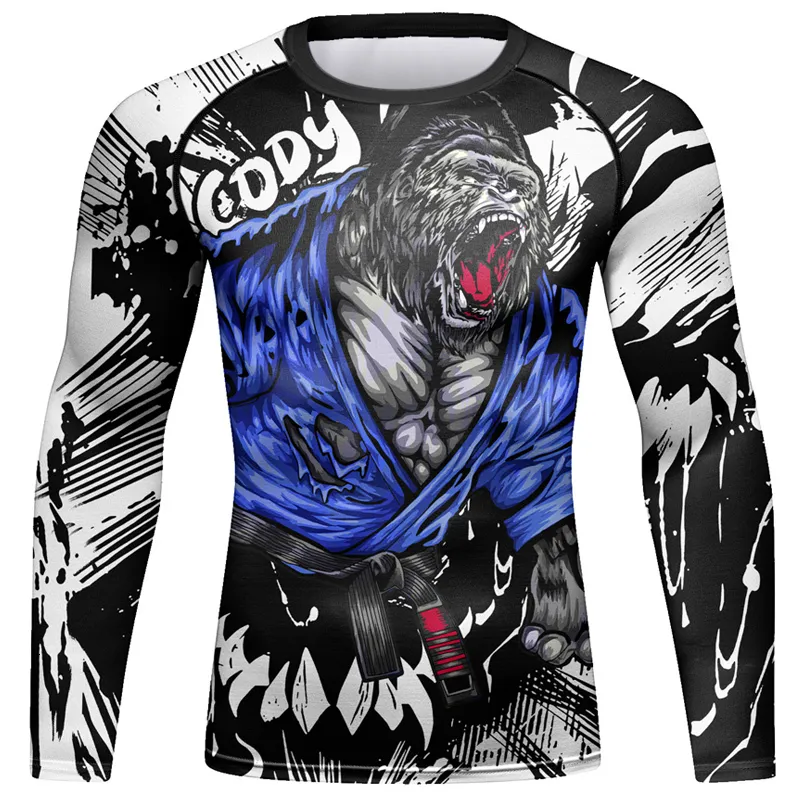 Herren-T-Shirts Mma Rashguard Männer Kimono Jiu Jitsu T-Shirt 3D Print BJJ Kickboxing MMA Kompression T-Shirts Muay Thai Boxeo Fighting Tees 230308