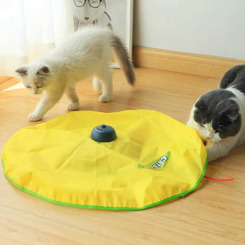 Cat Toys 4 سرعات الحركة الكهربائية الذكية Undercover Mouse Mouse Moving Feather Interactive for Kitty Automatic Pet 230309