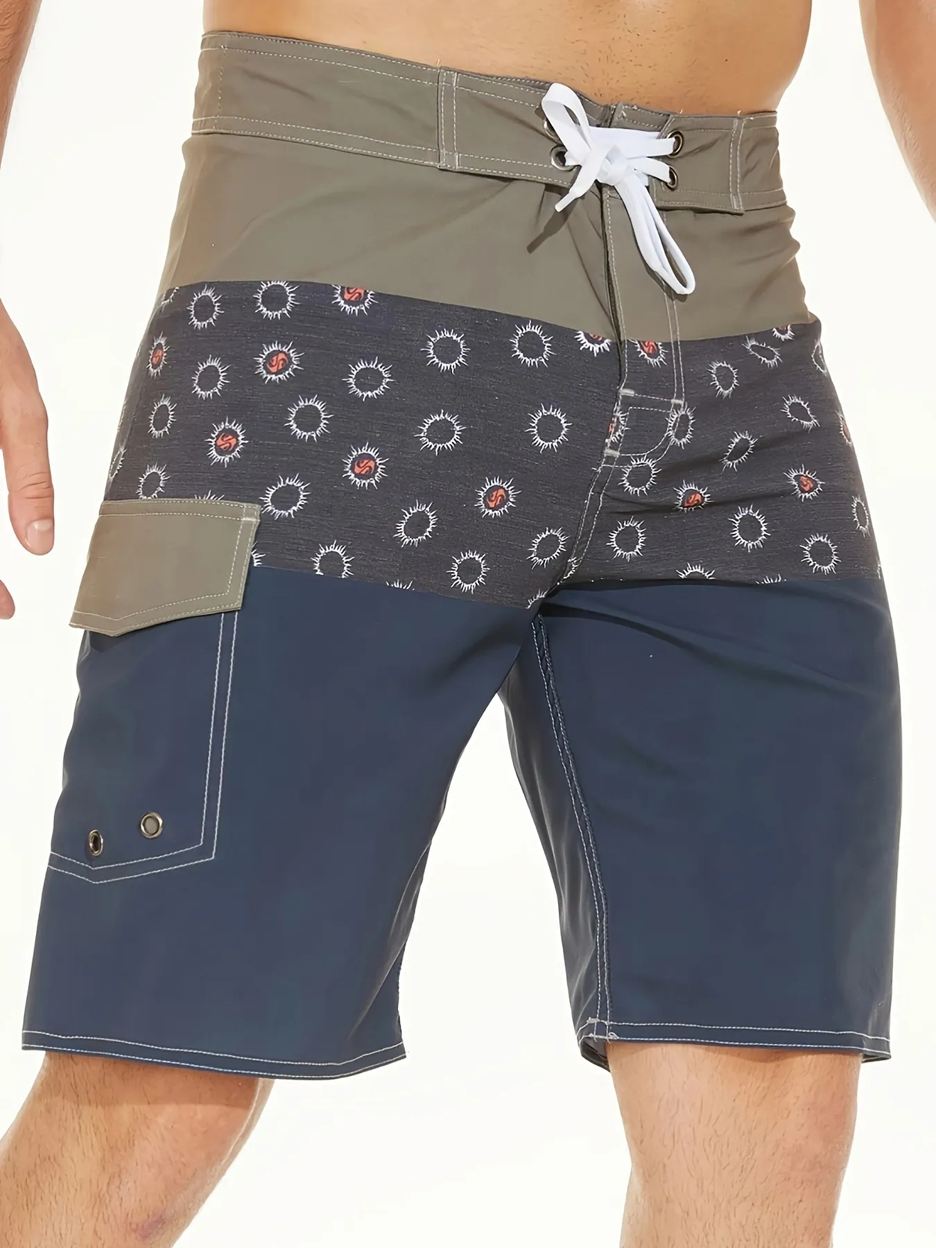 Man korte motorrijder shorts samll maat order maat omhoog, casual geprinte taille strandbroek voor mannen
