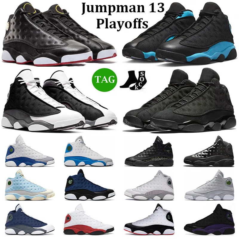 Jumpman 13 Playoffs Basketbol Ayakkabıları Erkek Kadın 13s Üniversite Mavi Siyah Flint Kara Kedi Hiper Kraliyet O Oyunu Getirdi Erkek Eğitmenler Açık Sneakers