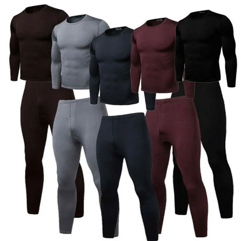 Men's Sleepwear 2PCS Men Winter Warm Pajama Sets Ultra-Soft Fleece Lined Thermal Top Bottom Underwear Set 230309