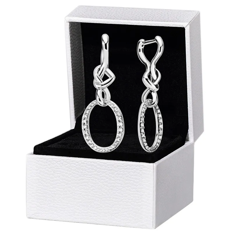 Brincos de argola de coração pendente de diamante CZ Brincos para Pandora 925 Sterling Silver Wedding Party Designer Jóias para Mulheres namorada Brincho