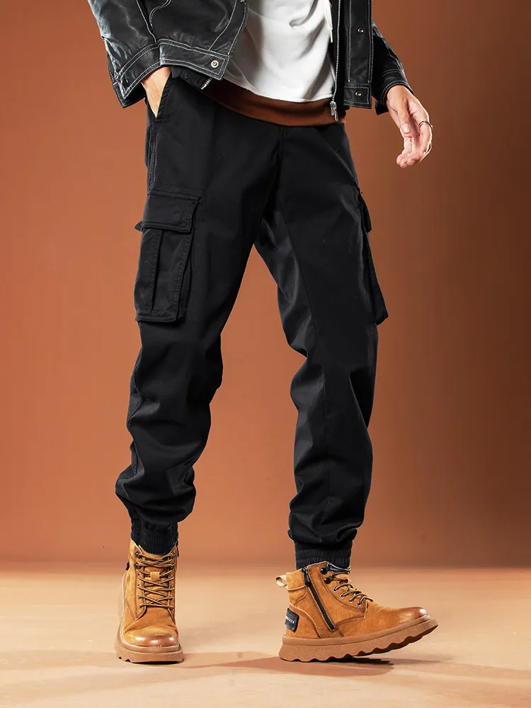 Mens Pants Winter MultiPockets Cargo Men Thick Fleece Liner Warm Joggers Male Streetwear Casual Cotton Thermal Trousers 230309