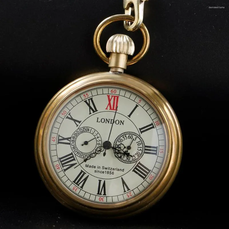 Карманные часы винтажные бронзовые лондонские механические часы высококачественные унисекс -ожерель
