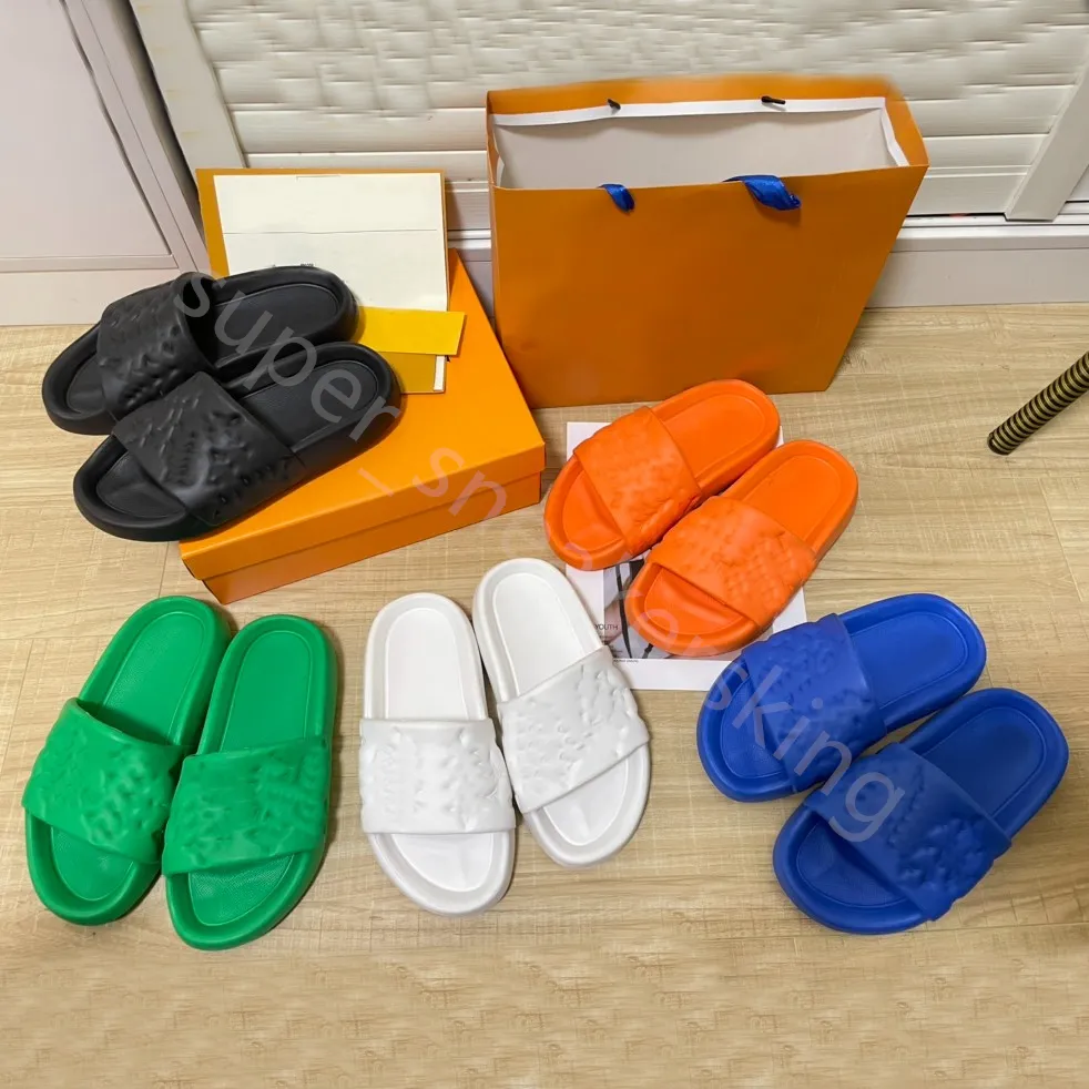 2023 Designer Sandaler Herr Dam Tofflor Sommar Dam Lyx Vintage Mule Platt Svart Vit Brun Grön Strandturism Tofflor Dam Sandal Slides 35-46