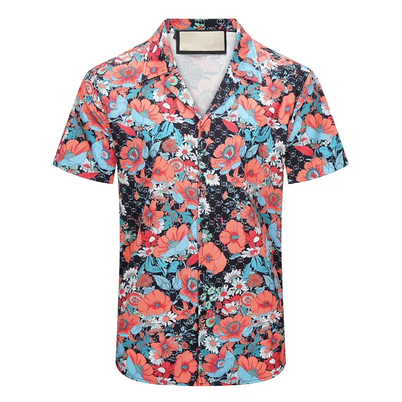 Mens Short Sleeve Hawaiian Shirt Fashion Floral Print Button Down Bowling Casual Shirts Mens Summer Dress Shirt