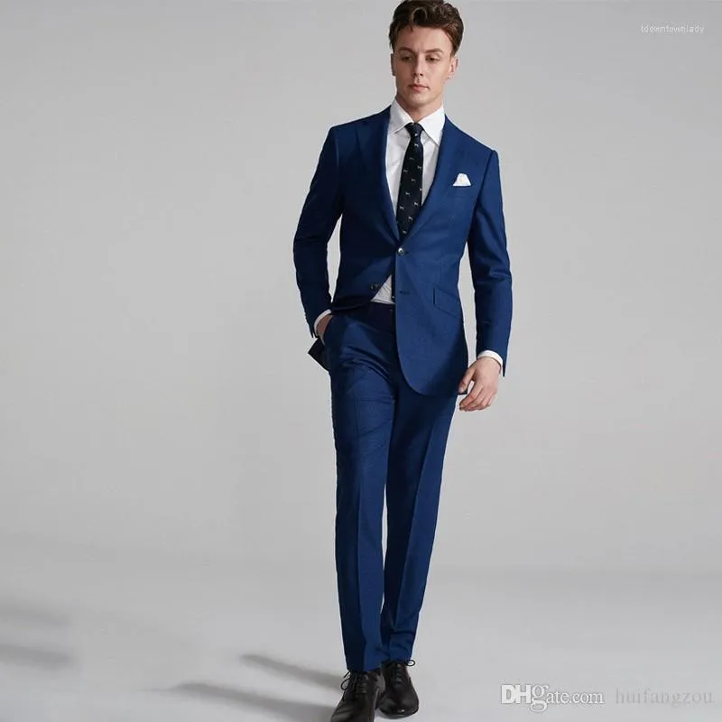 Ternos masculinos personalizados Slim Fit Groom Tuxedos Designer de Designer Acelerado Lappel Two Pieces Business Men (calça de jaqueta)