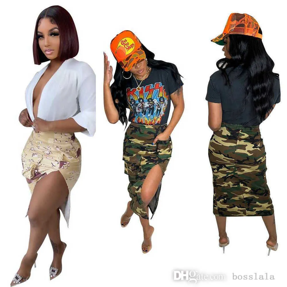 Designer de saia feminina 2023 New Street Trend Ladies Camuflage Nádega Mini Skirts S-XXL