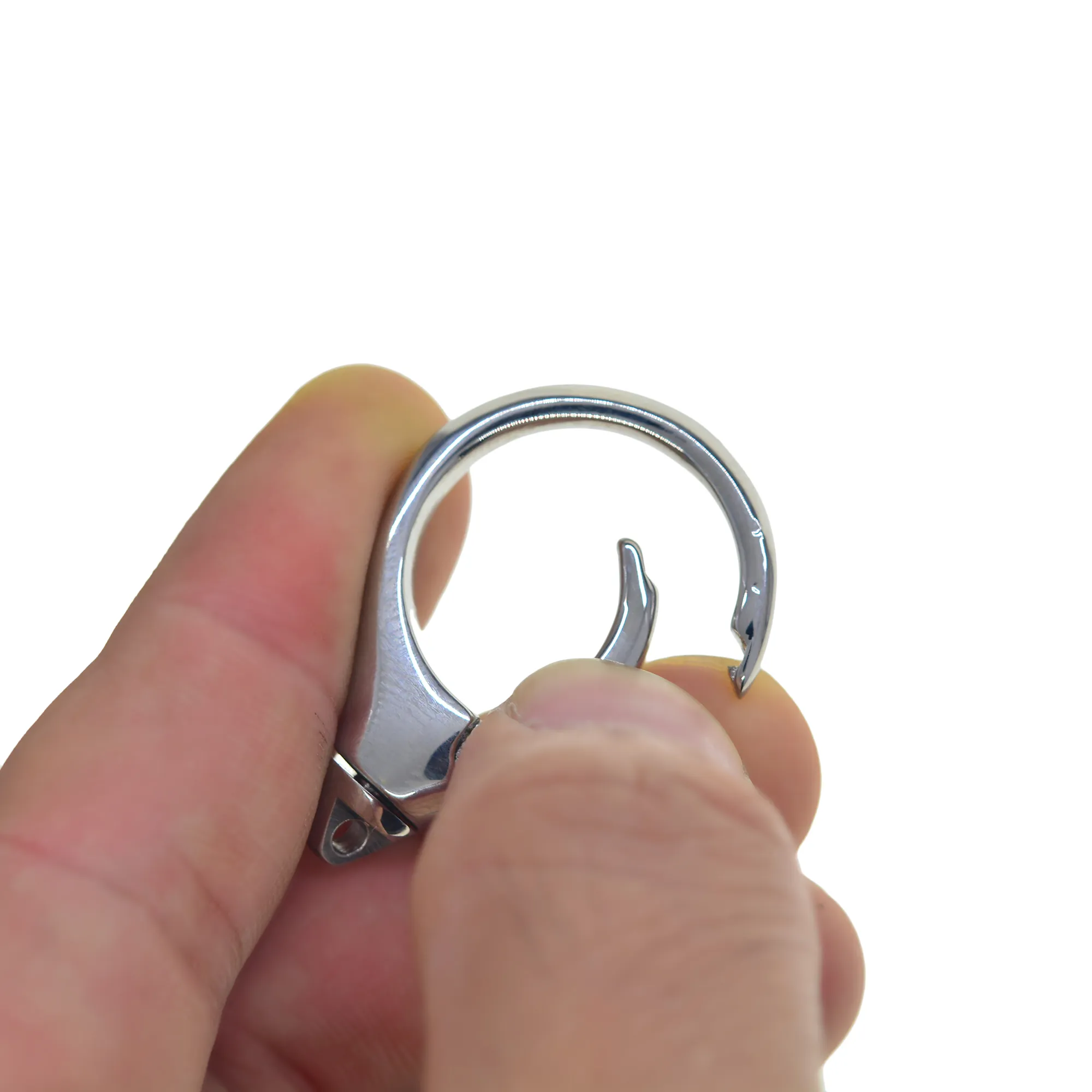 Nyckelringar spegelfinish Korea Super Fine Solid 304 Rostfritt stål Runda Spring Snap Swivel Clip Hook CLASP DIY Luxury Business Keychain