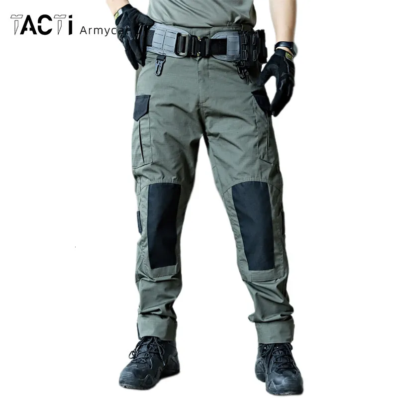 Men's Pants Cargo Pants Men Army Training Military Tactical Pants Multi Pockets Waterproof Pant Wear-Resistant Casual Trousers Work Man 230309