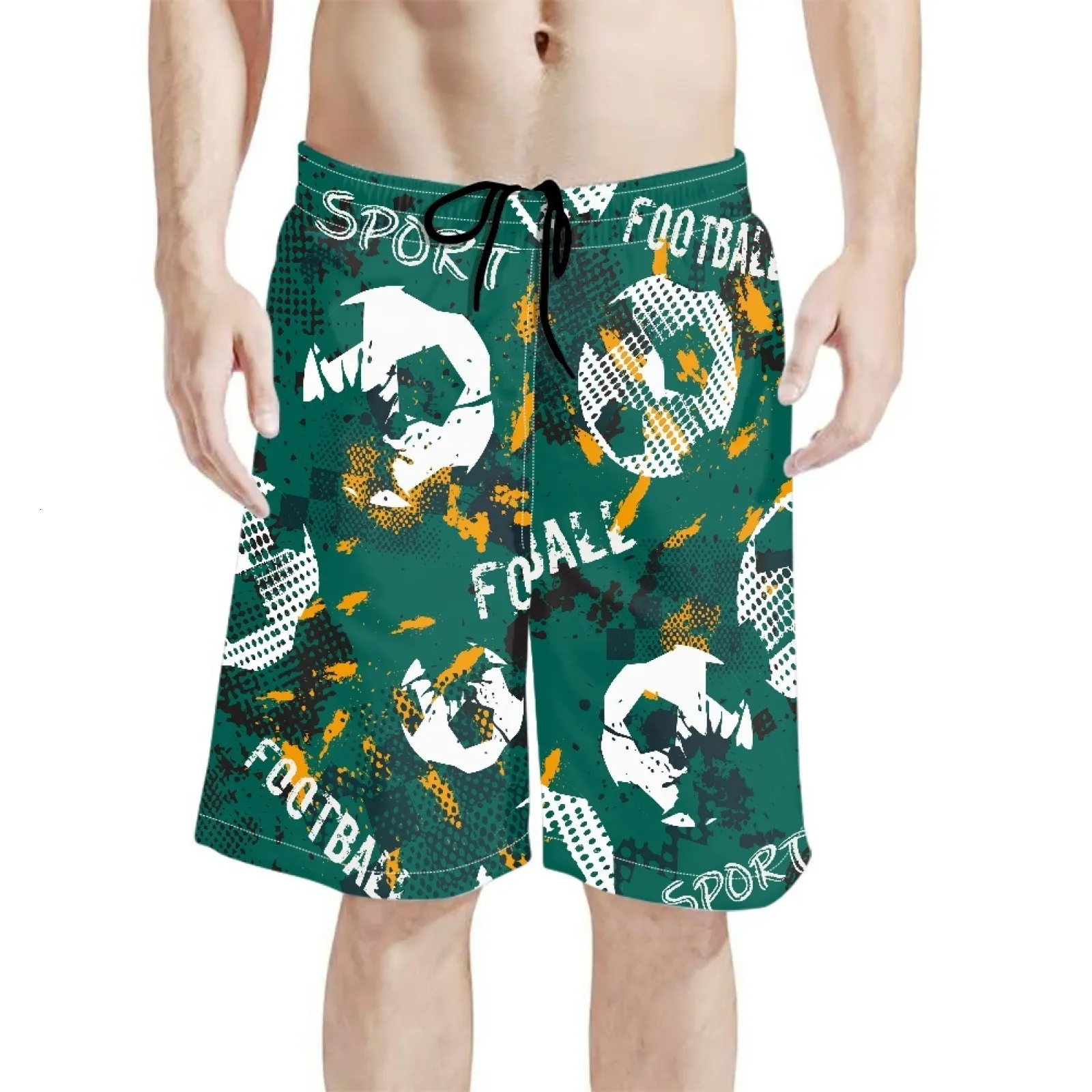 Mäns shorts fotbollsfotboll mönster fritid semester strand casual simning stambyxor snabbtork rörelse surfing 230308