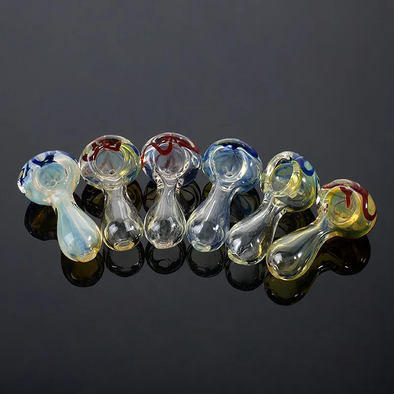 Wholesale Round Shape Spoon Handful Smoking Pipe Pyrex Oil Burner Dab Oil Rig Water Glass Pipes Unique Spoon Accessories Hookahs Colors Randomly GP1007