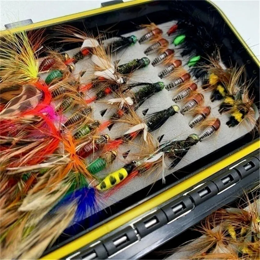 Fly Fishing Flies Collection Dry/Wet Nymph Streamers With Fly Box