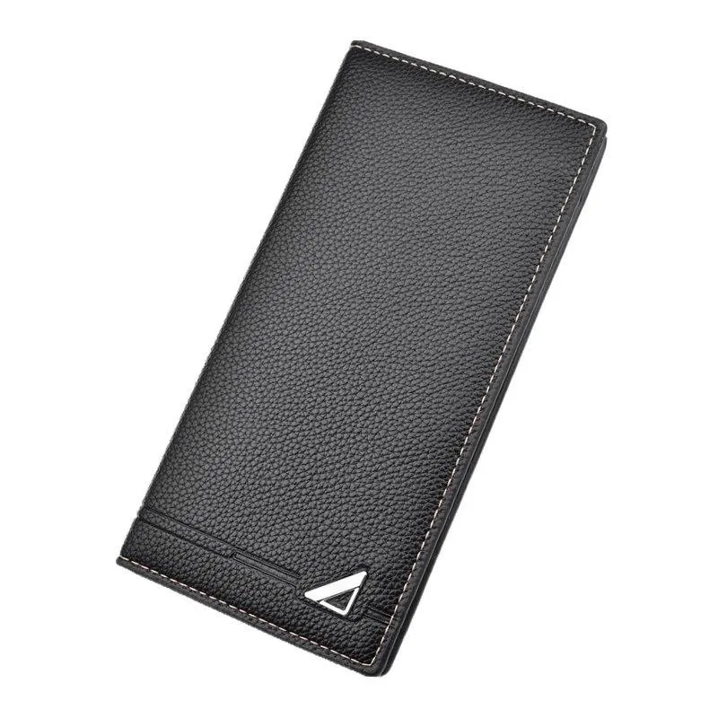 محافظ Tri-Fold Solid Color Men Classic Long Style Card حامل ذكور محفظة كبيرة السعة كبيرة المحفظة الفاخرة ل