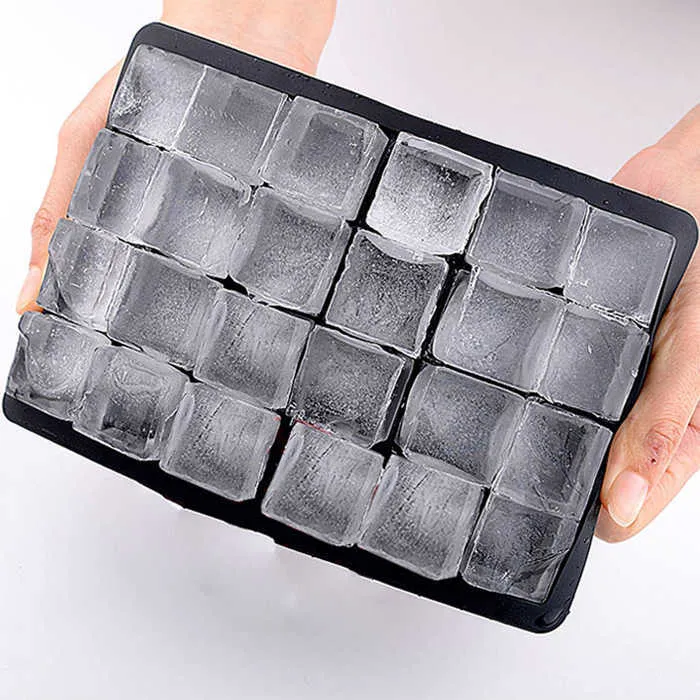 Ice Cream Tools 24 Grids Silicone Ice Cube Maker For Whiskey Cocktail Pudding Chocolate Molds EasyRelease Square Shape Ice Cube Trays Molds Z0308