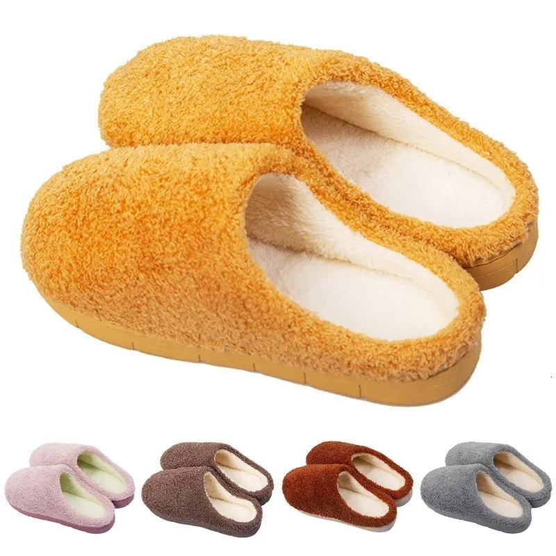 Slippers Soft Sole Slippers Men Women Indoor Floor Flat Shoes Autumn Winter Warm Home Cotton Warm Plush Bedroom Slides 230309