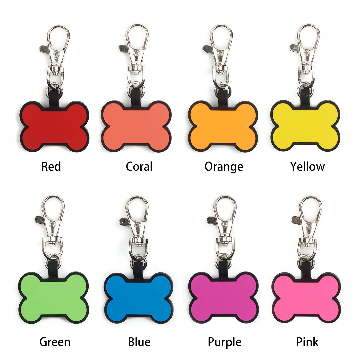 Étiquettes en silicone pour chien en forme d'os avec forme différente en option pour étiquette de chat ou autre étiquette de propriété pour animaux de compagnie