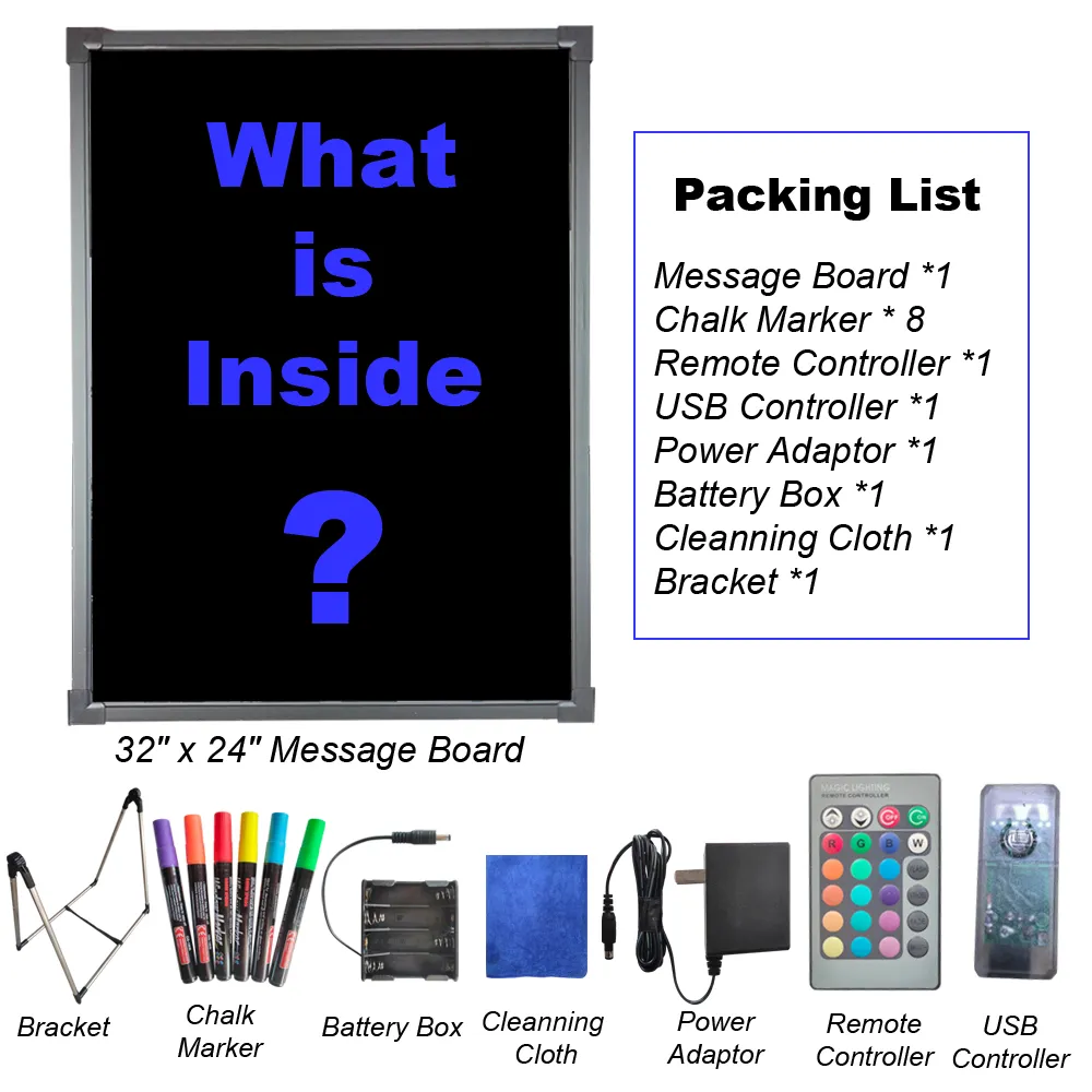 LED Message Writing Board Lights 32 X 24 Flashing Illuminated Erasable LED  Message Chalkboard Neon Effect Menu Sign Board With Remote Control, Chalk  Usalight From Usalight, $122.82