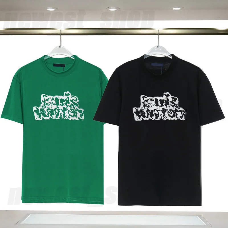 2023 дизайнерская мужская футболка Plus летняя футболка роскошная парижская буква геометрия с принтом цветная спина зеленые футболки простая одежда повседневная облегающая футболка