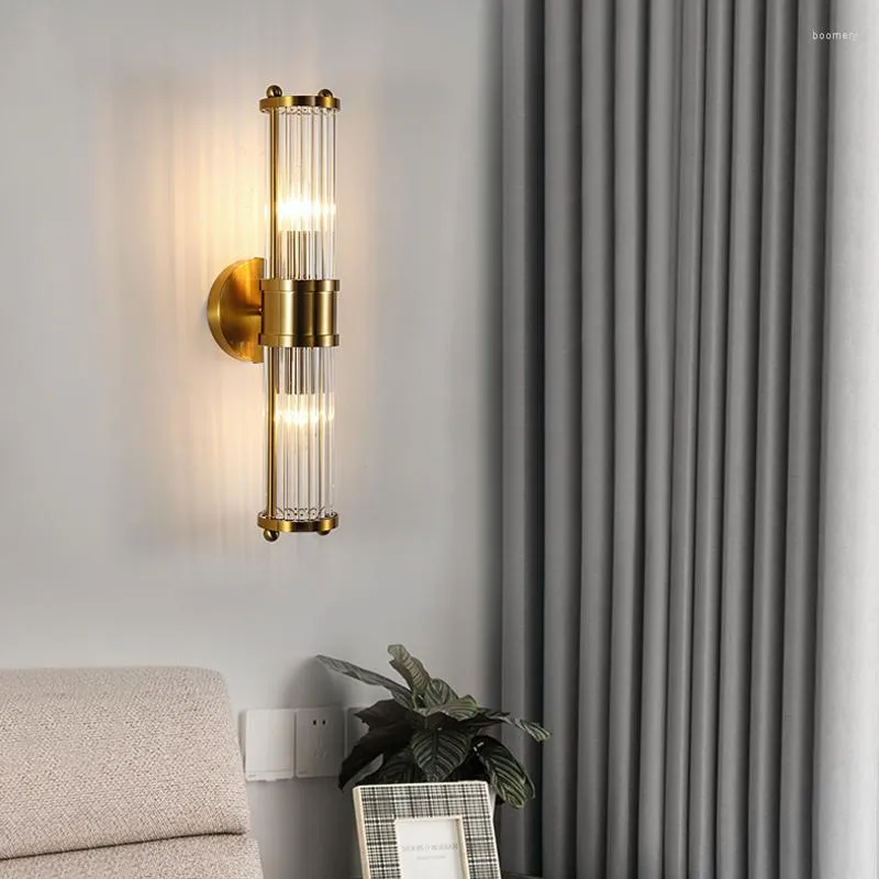 Lampa ścienna nowoczesne domowe led przezroczyste kryształowe minimalistyczne łóżko salonu dekoracja dekoracji sconce oświetlenia e14