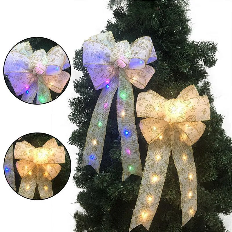 Kerstdecoraties 1 pk Bowknot LED LICHT LICHT LICHBON Home Wandtafel Decoratie zonder batterij voor boomfeestdecoratie