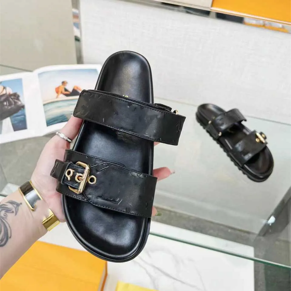 Men Woman Sandals Summer Fashion Slippers Thick Bottom louiseity Chunky Rubber Slides Platform Alphabet Lady Bright viutonity leather Heel Sandal Beach Shoes l12a