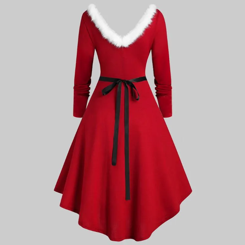 Abiti casual Nowsaa Autunno Inverno Donna Natale Peluche Sexy Xmas Hem Dress Costume Girl Cute Sling Vestidos irregolari