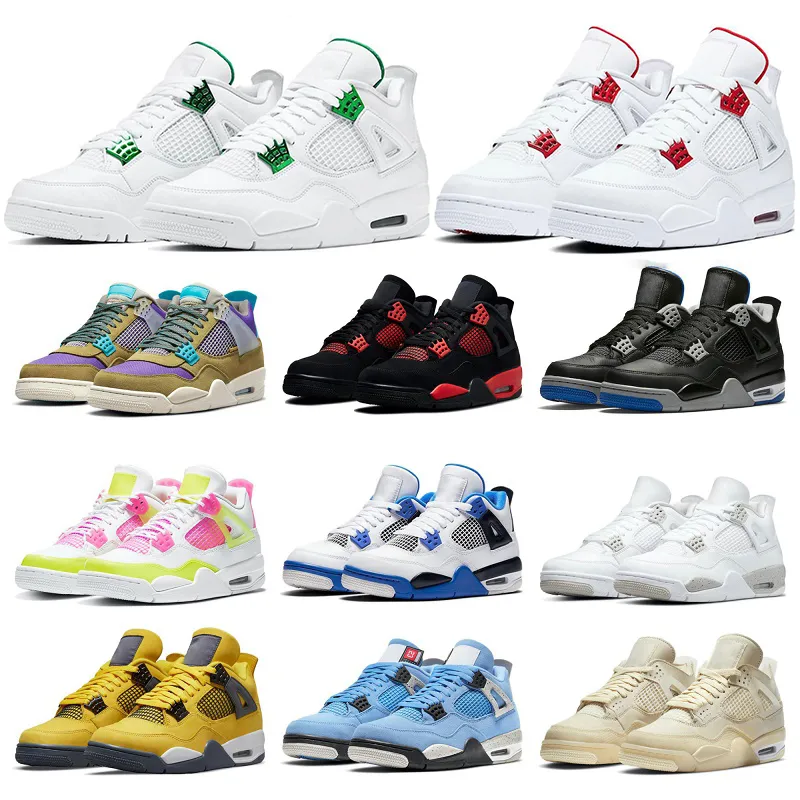 4 4s Mens Womens Jumpman Basketball Shoes Para OG 4S Seafoam Military Black Cat Sail Red Thunder White Blue Cactus Pink Yellow University Infrared Cool Grey Light Brown