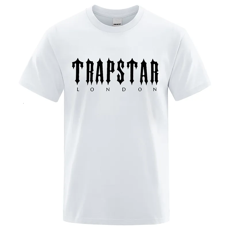 Men's TShirts Trapstar London Letter Printed Men TShirts Breathable Oversized Short Sleeve Casual Brand Tee Clothing Soft Cotton Streetwear 230309