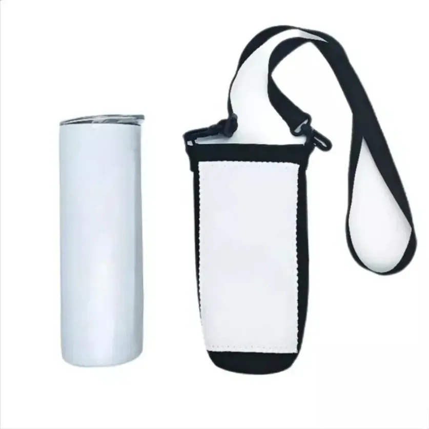 Sublimation white Blank 20oz Tumbler Tote Diving cloth Neoprene bottle Sleeves with Adjustable Strap Drinkware Handle Water cups Carrier Sleeve Covers tt0309