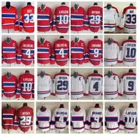 Vintage Hockey Jerseys 4 Jean Beliveau 9 Maur  10 Guy Lafleur 29 Ken Dryden 33 Patrick Roy Retro Classic Jersey Red White Stitched