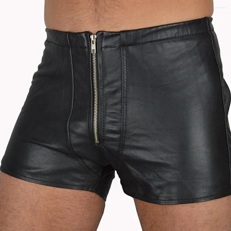 Mens Latex Boxer Shorts With Zipper Erotic Open Men In Boxer Briefs For