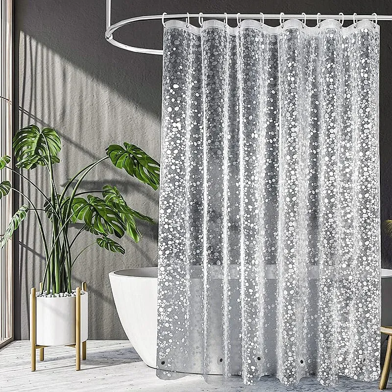 Waterproof Transparent Bathroom Shower Curtain PVC 3D Plastic Bathing Sheer Washroom Bath Shower Curtains Screen With Hooks