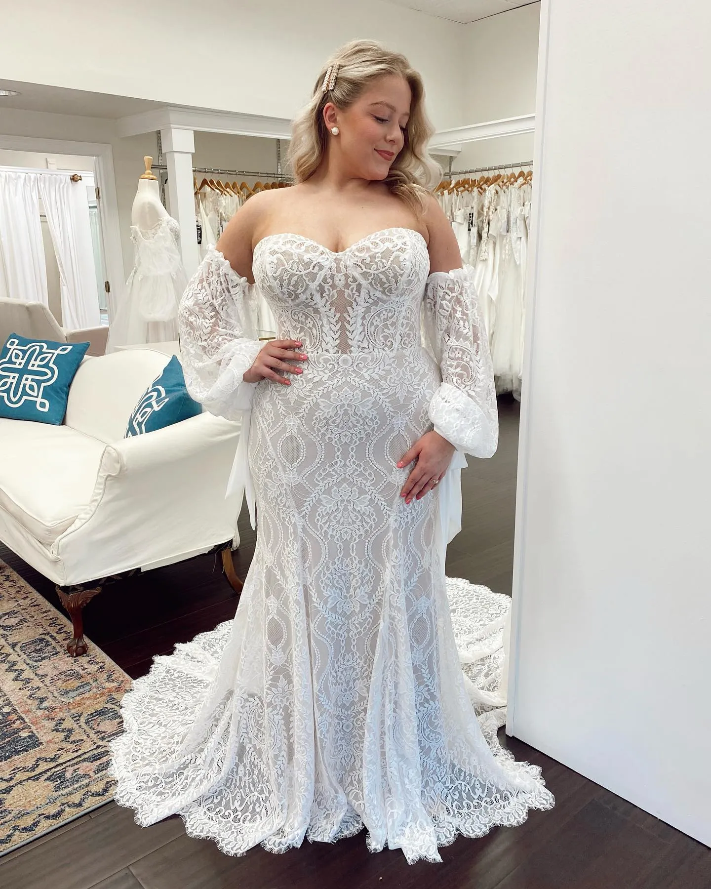 Robe de mariée en dentelle grande taille 2023 manches flottantes détachables vestidos de novia plage jardin château chapelle robe de mariée longue train bohème bohème sirène