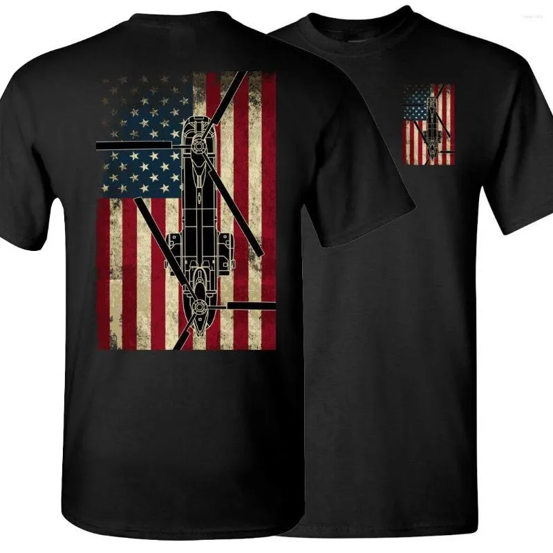 Herren T-Shirts Amerikanische Flagge CH-46 SeaKnight Transporthubschrauber Shirt. Kurzarm-Baumwoll-Freizeit-T-Shirts, lockeres Oberteil, Größe S-3XL