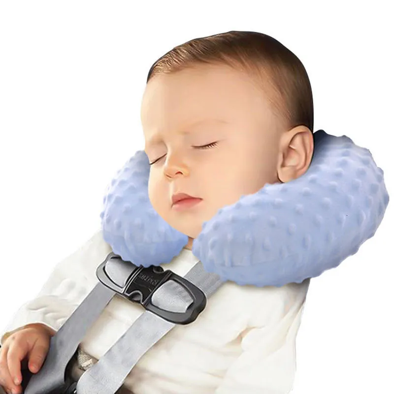 Pillows Drop Baby Flight Travel Neck Pillow Inflated Detachable U Shape Children Seat Car Fixed Head Washable Short Plush Pillow 230309