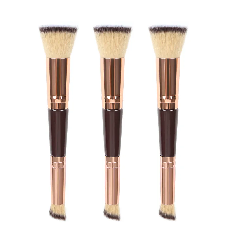 Dubbele end foundation borstel dubbele purpose make-up borstel kort haar foundation borstel schuine concealer borstel schoonheid gereedschap gereedschap