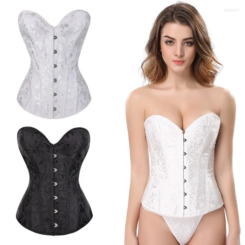 Shapers pour femmes Bride Vintage Corsets Floral Jacquard Corselet de mariée Push Up Victorian Overbust Burlesque Acier Désossé Bustier Shaper