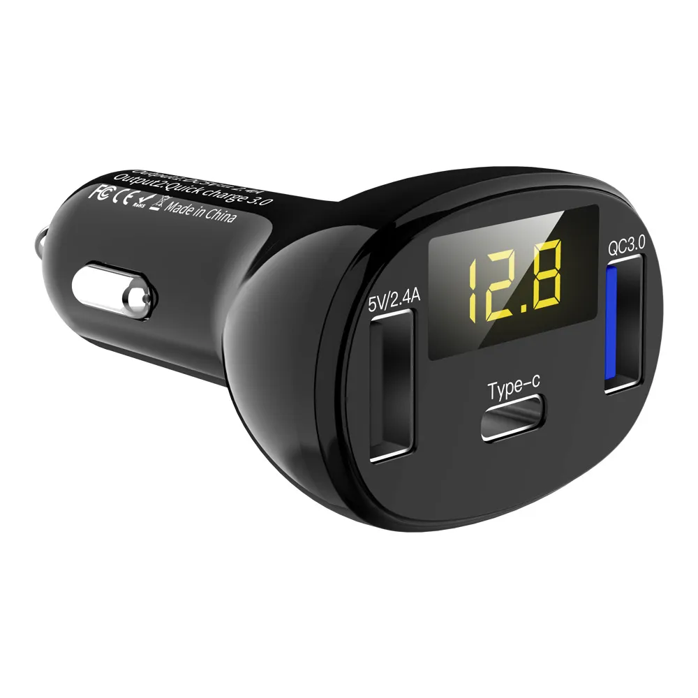 C02 chargeurs de téléphone portable chargeur d'affichage à LED chargeur de voiture chargeur de voiture USB chargeur automatique pour iphone samsung huawei