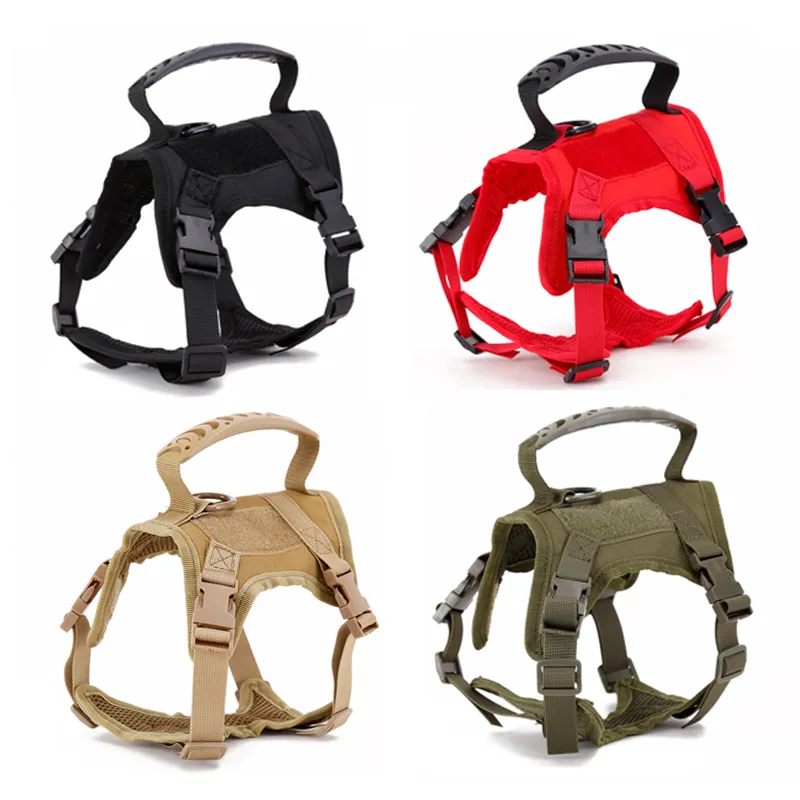 Collares para gatos Plomos Arnés para perros táctico Nylon ajustable MOLLE Cuello de malla acolchado suave Chaleco Ropa Chaqueta Entrenamiento Caminar Plomo Suministros para mascotas 230309