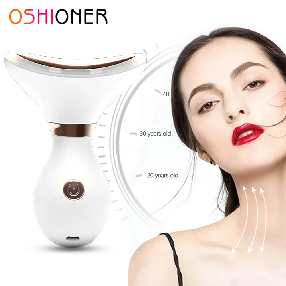 Face Care Devices 3 Colors Led Neck Massager PON Therapie Verwarming Gezicht Nek Wrinkle verwijdering Antiaging Verminder Dubbele kin Skin Tillen 230308